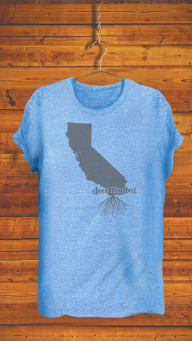 CALIFORNIA  <br> ADULT & YOUTH UNISEX <br> ECO TRIBLEND <br> CHARCOAL & ROYAL BLUE