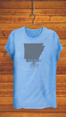 ARKANSAS <br> ADULT & YOUTH UNISEX <br> ECO TRIBLEND <br> CHARCOAL & ROYAL BLUE